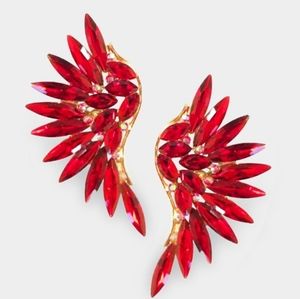 Marquise Stone Cluster Wing Clip on Earrings